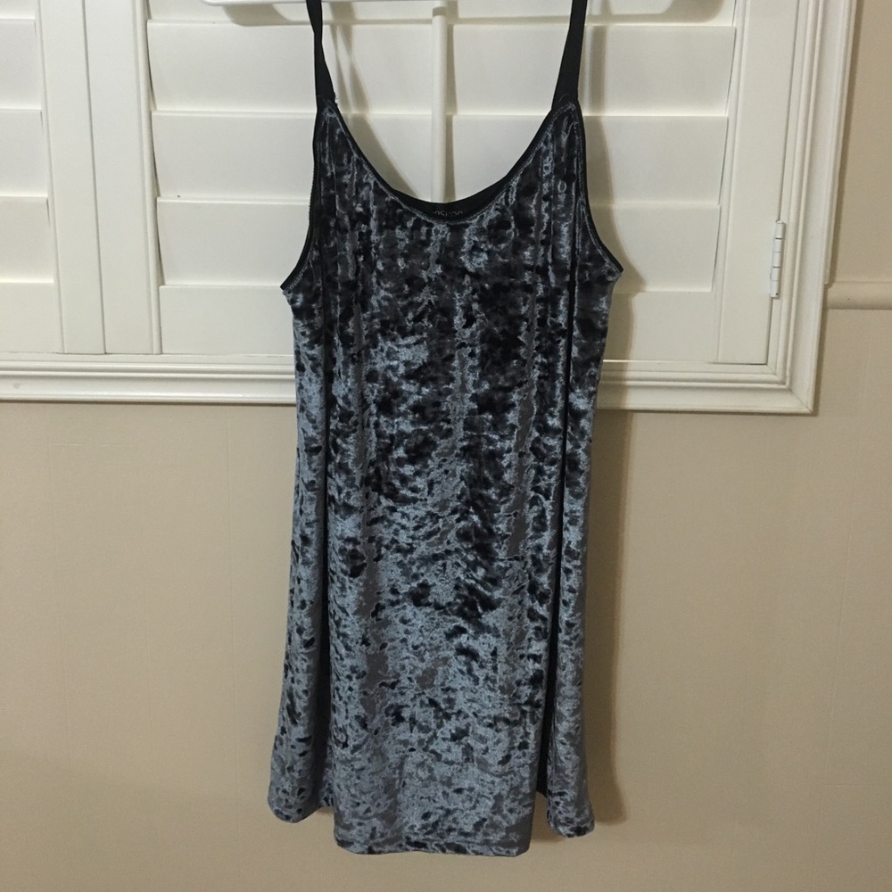 Topshop blue velvet slip dress